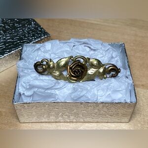 Antique Art Nouveau Leaf & Floral Rose Brooch
